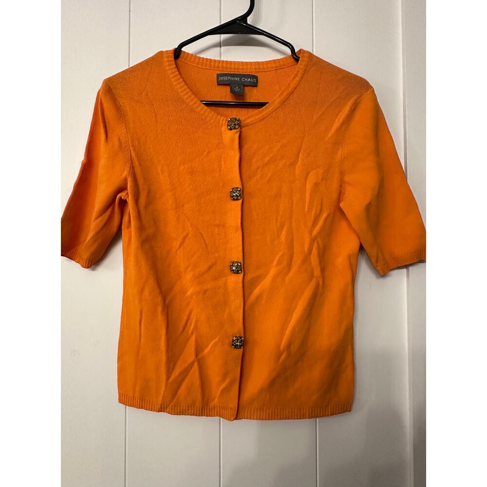 Josephine Chaus vintage Orange Snap Jewel Sparkly Buttons Golden Girls Sz S